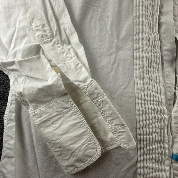Gitman Bros Formal French Cuff Cotton Point 17.5 34 White Solid Button Up Shirt - Picture 7 of 14
